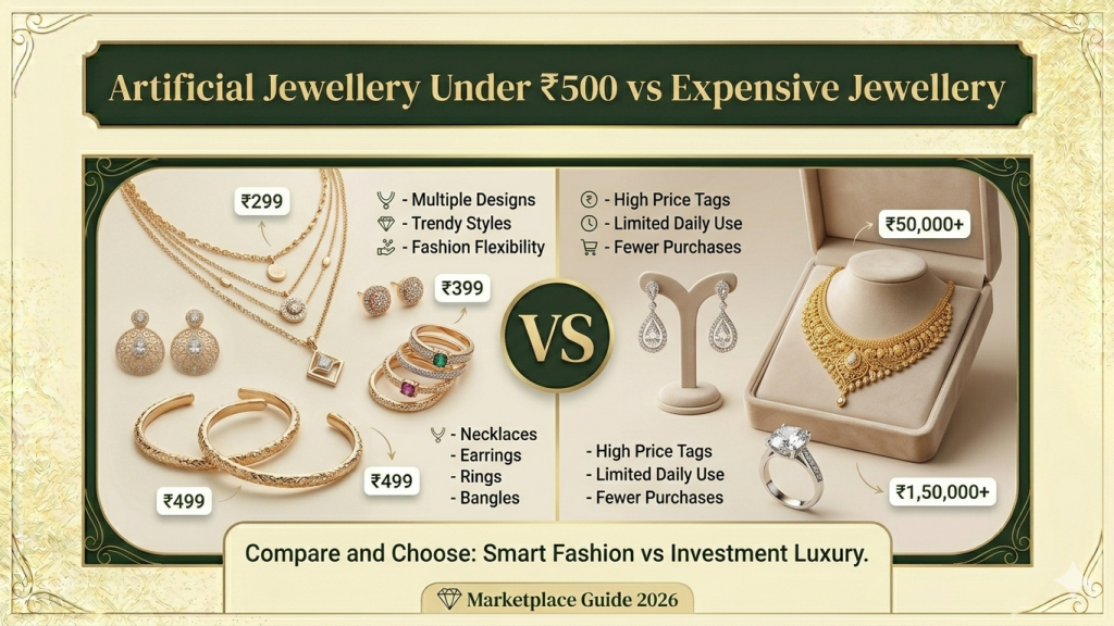 Best Artificial Jewellery Under 500 in India vs Expensive Jewellery: Is There Really a Difference?